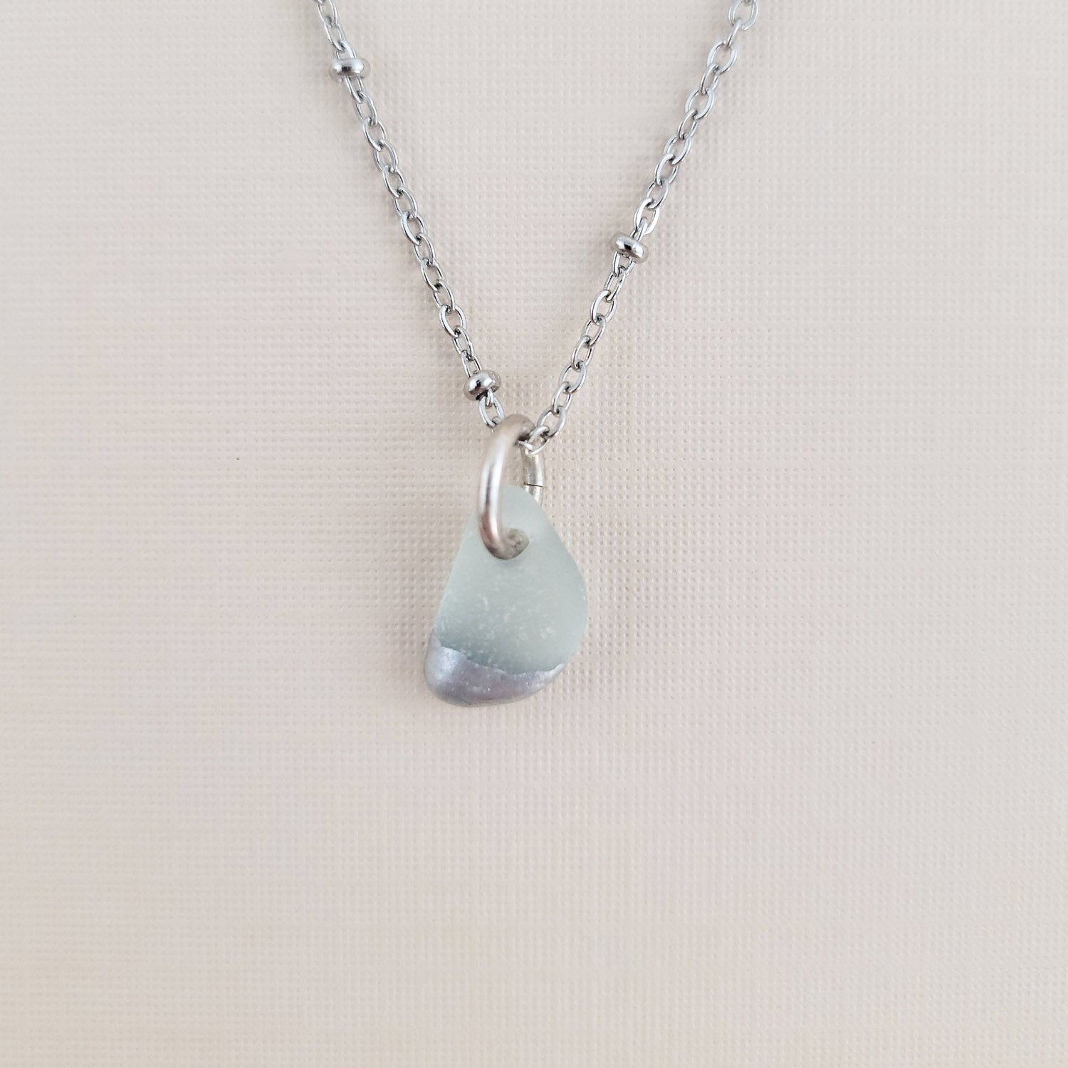 Sea Glass Charm Necklace in Silver