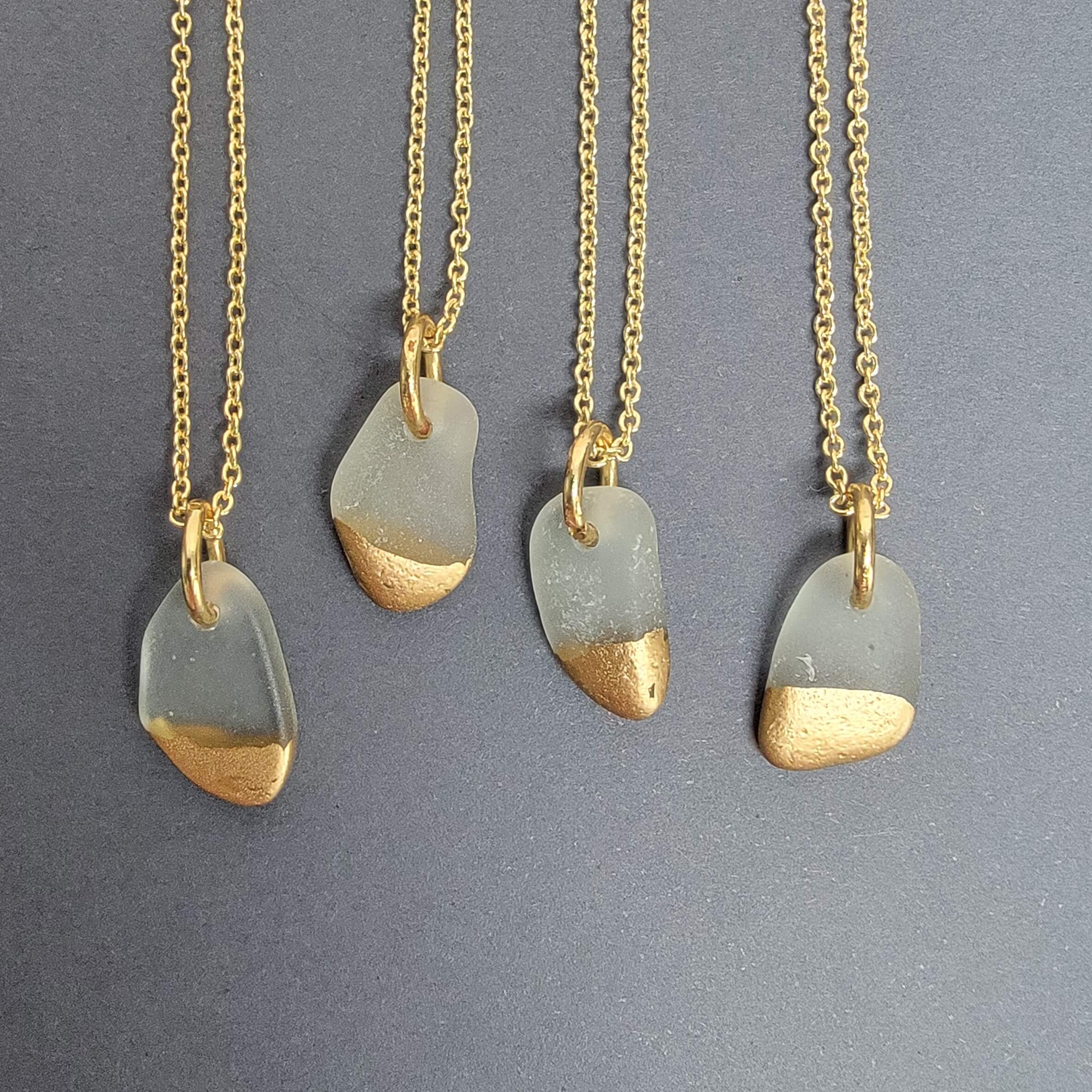 Gold Dipped Sea Glass Necklace