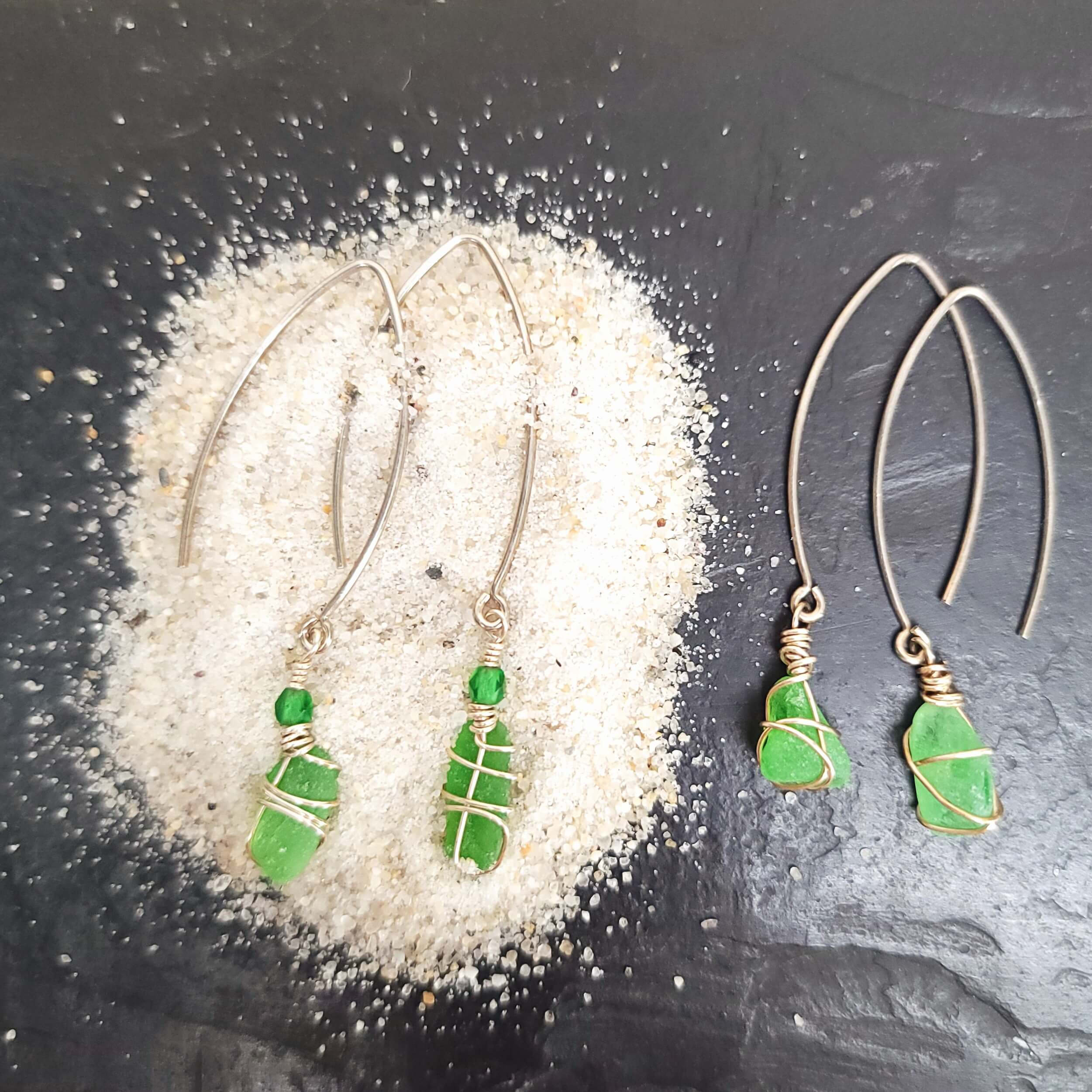 Sea Glass Earrings in Green