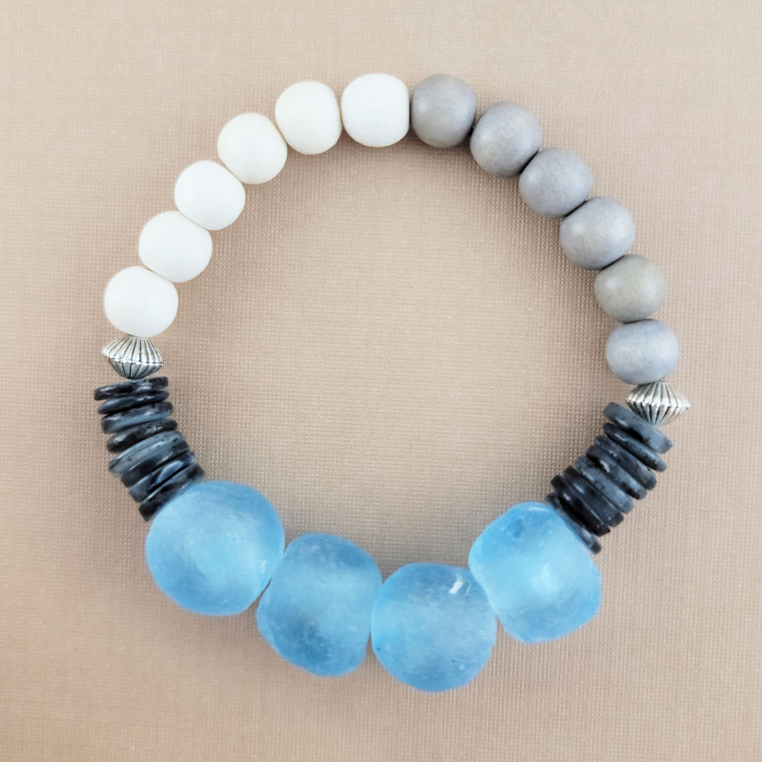 Sea Glass Boho Bracelet in Aqua