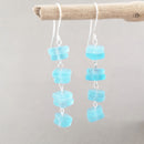 Sea Glass Chip Earrings in Aqua