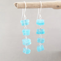 Sea Glass Chip Earrings in Aqua