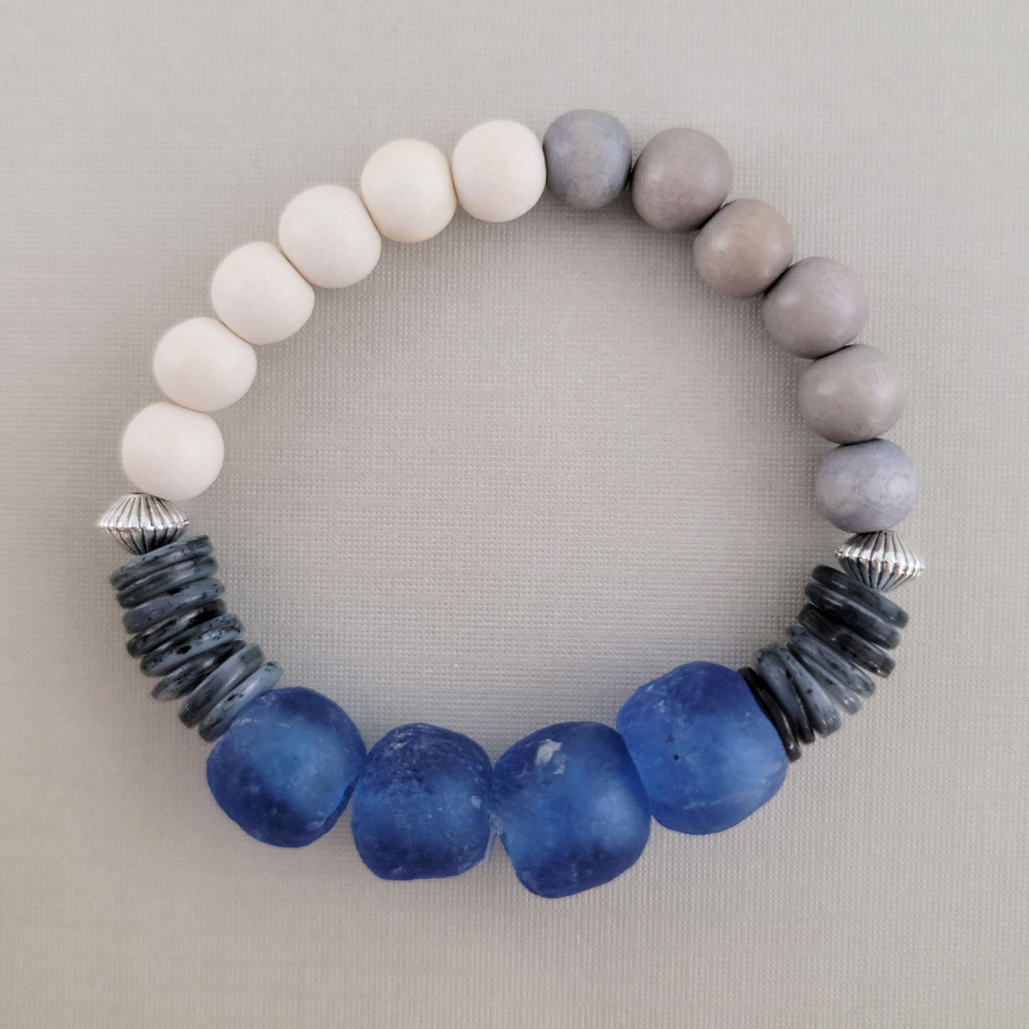 Sea Glass Boho Bracelet in Cobalt