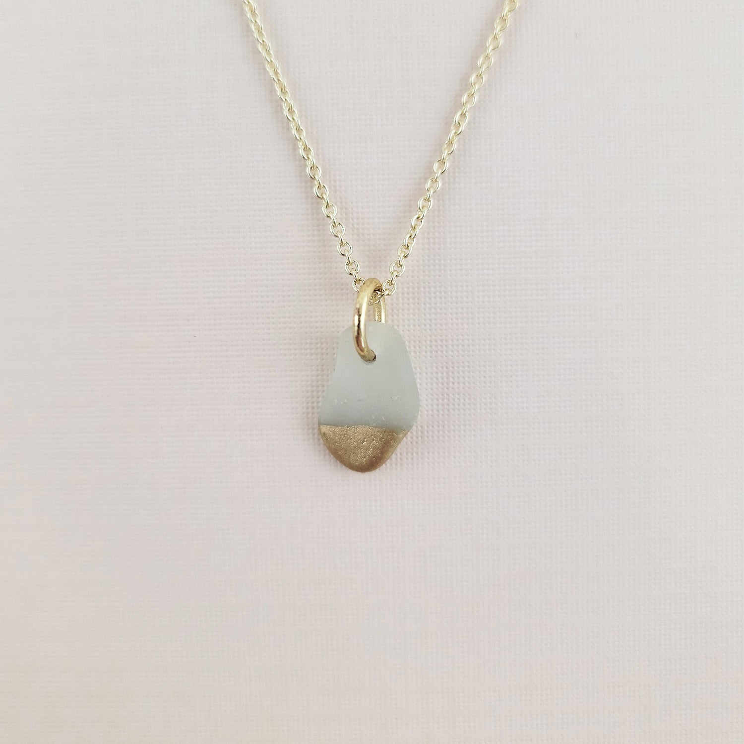 Sea Glass Charm Necklace in Gold