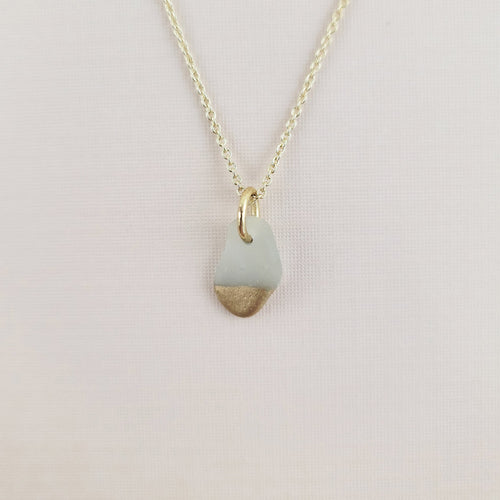 Sea Glass Charm Necklace in Gold