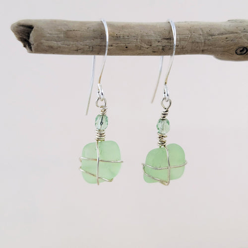Sea Glass Earrings in Seafoam