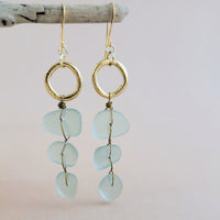 Sea Glass Hoop Earrings in Seafoam