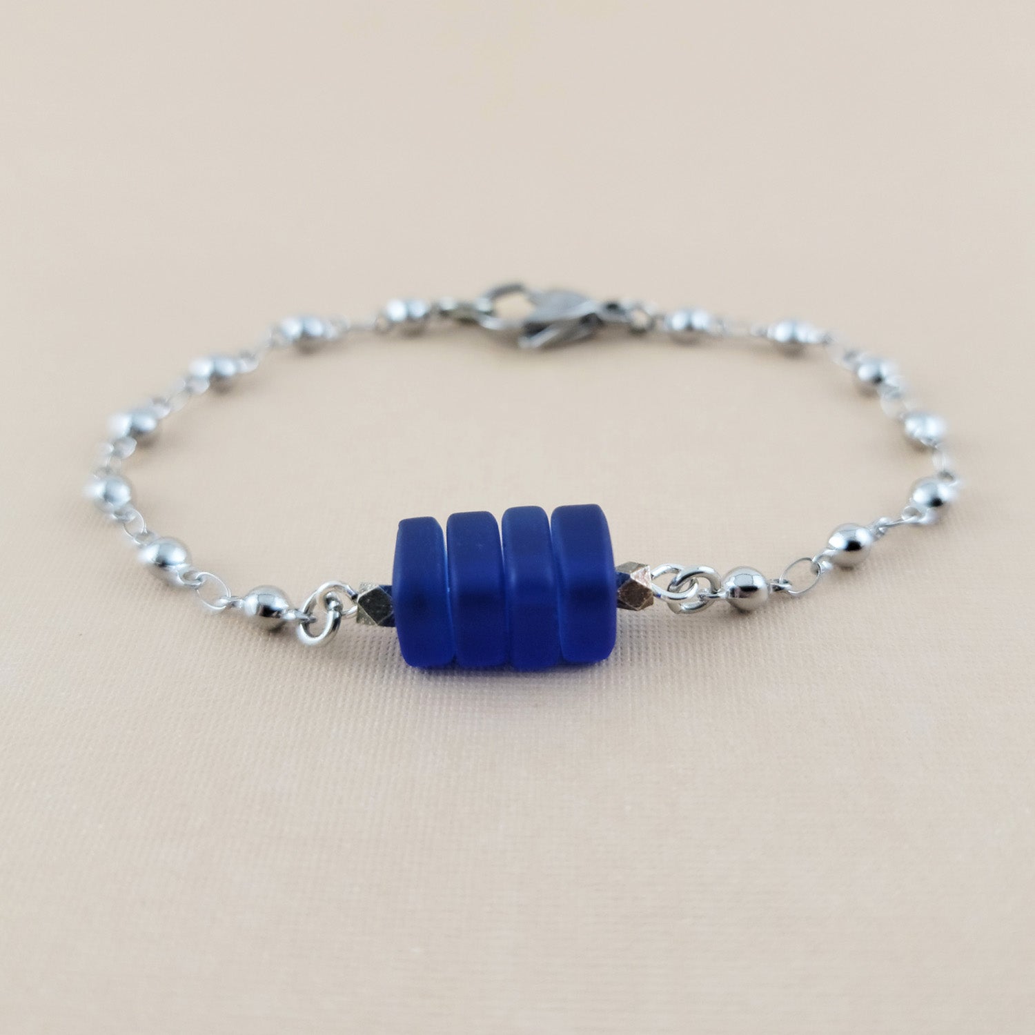 Sea Glass Chip Bracelet in Cobalt