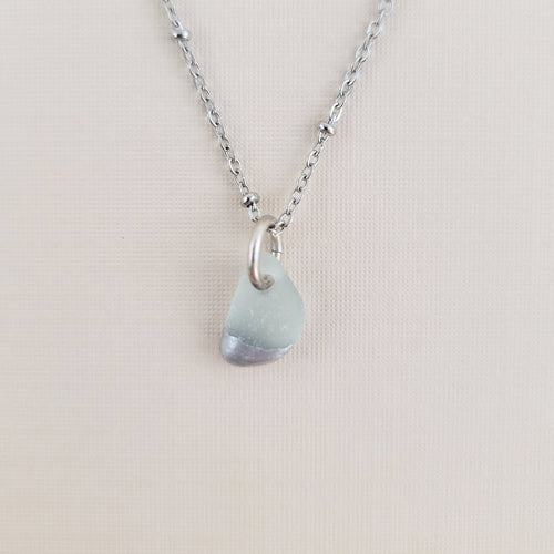 Sea Glass Charm Necklace in Silver
