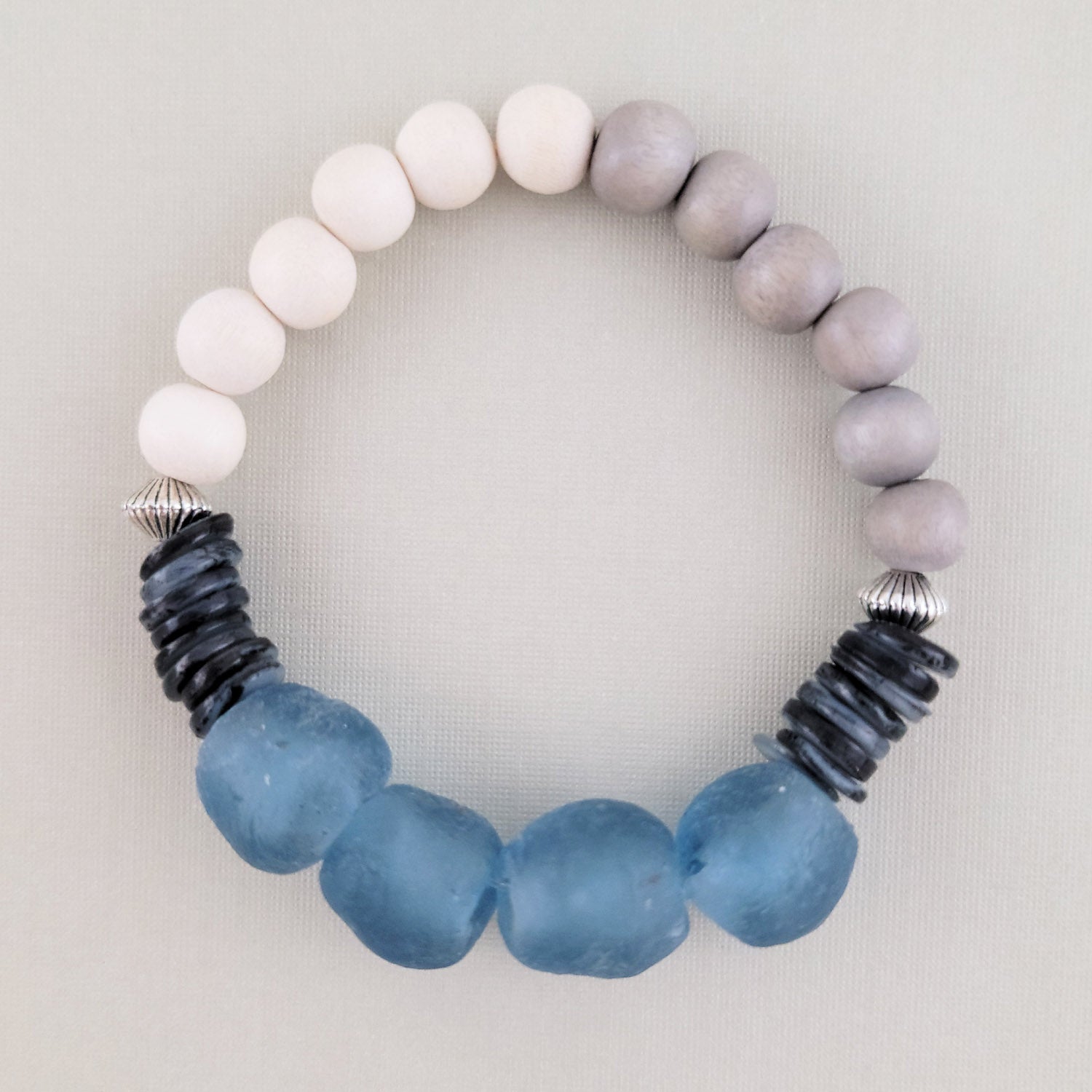 Sea Glass Boho Bracelet in Teal