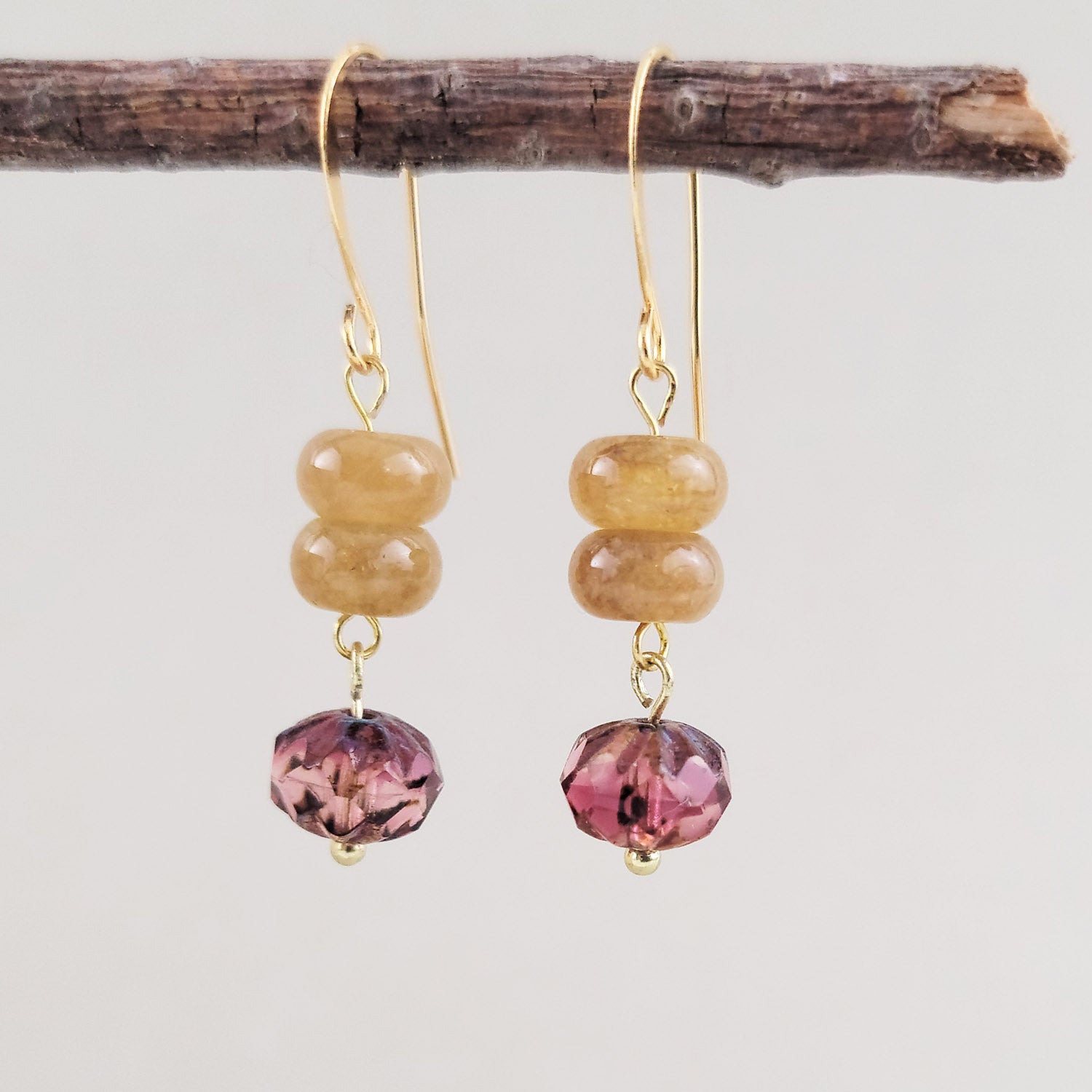 Stone Drop Earrings in Honeyfire