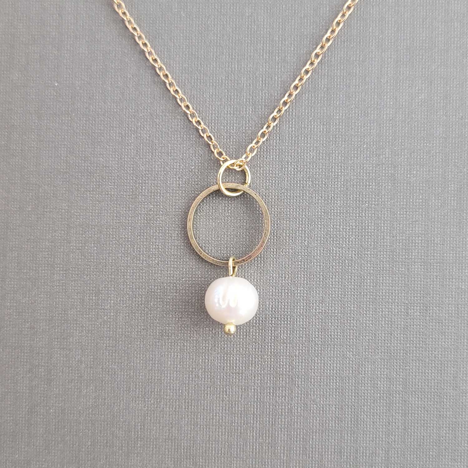 Gold Hoop Pearl Necklace