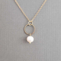 Gold Hoop Pearl Necklace