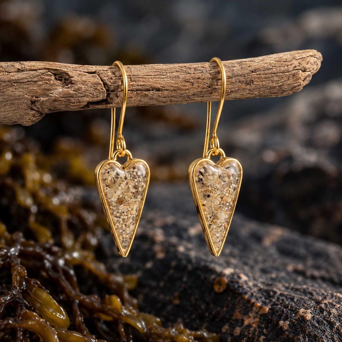Heart Beach Earrings | Gold