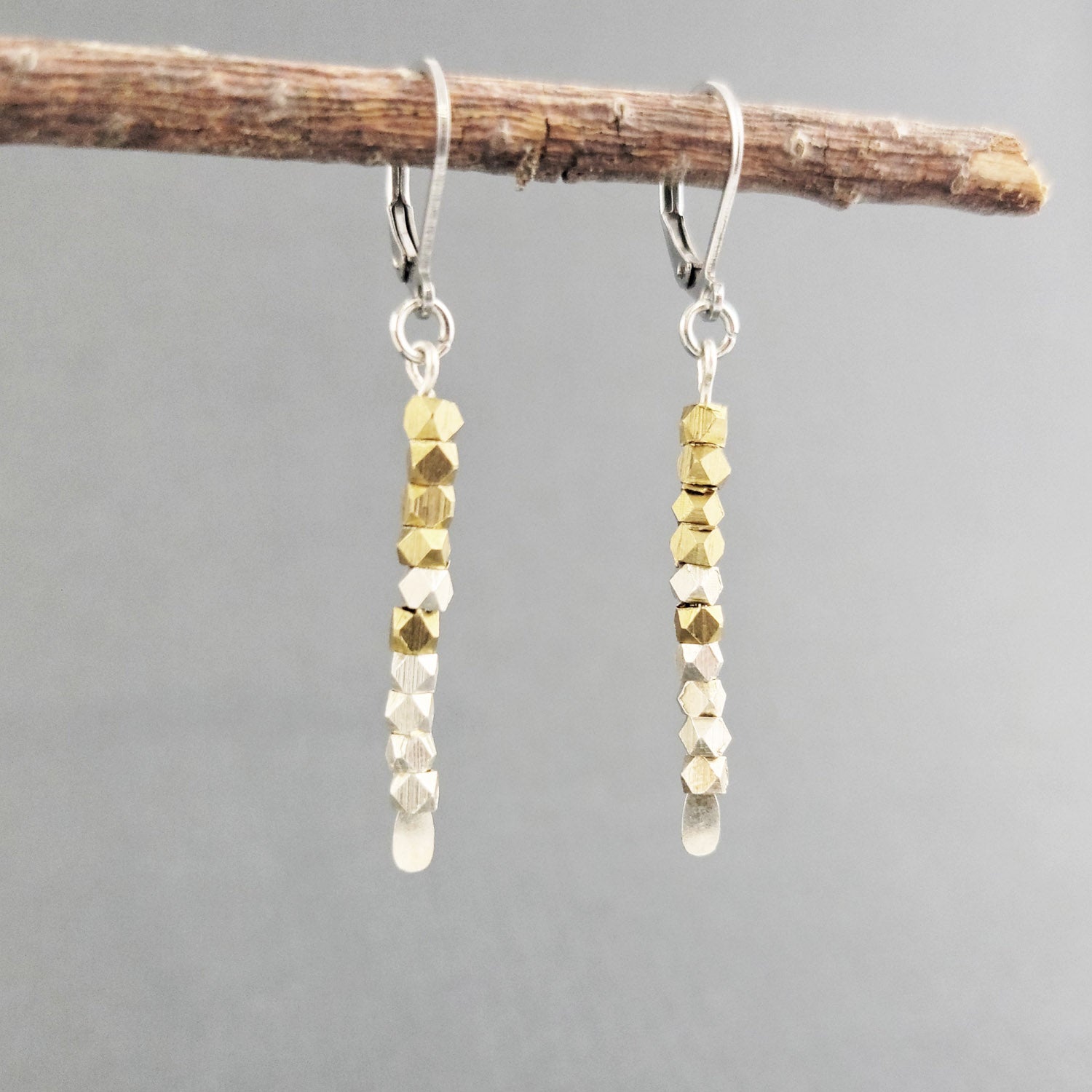 Mixed Metal Bar Earrings