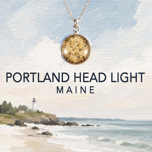 Portland Head Light Maine Jewelry made with real beach sand