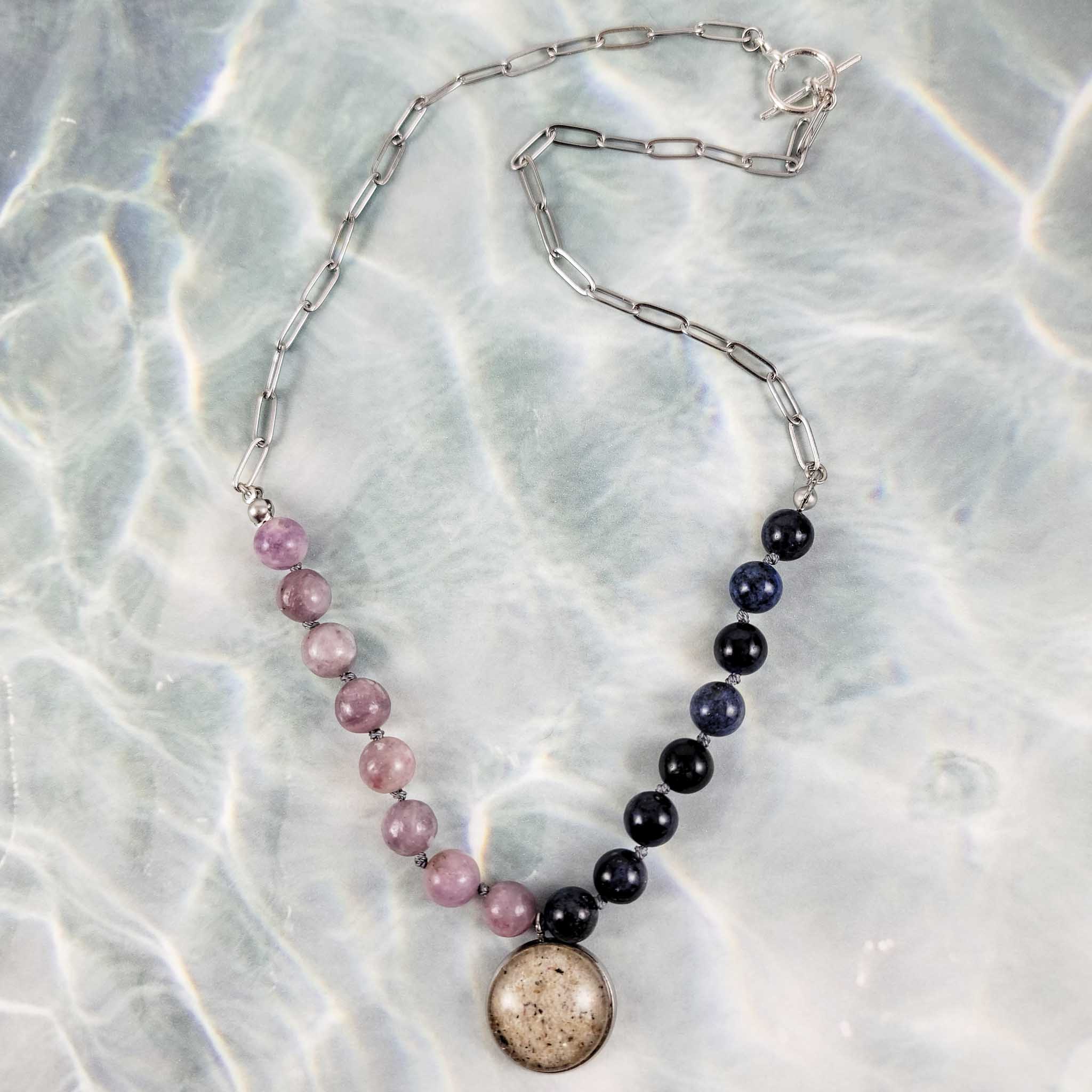 Lepidolite Dumortierite Necklace
