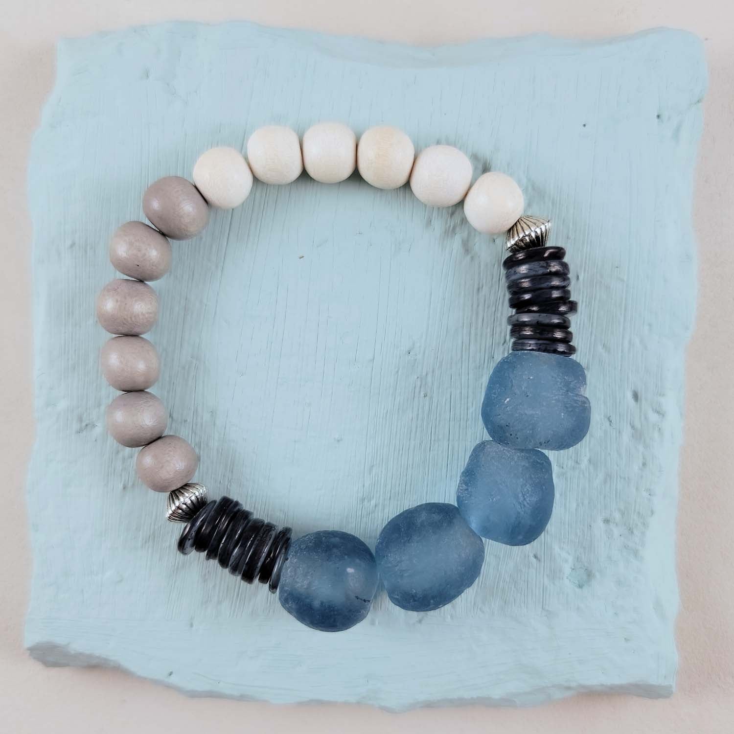Sea Glass Boho Bracelet in Teal