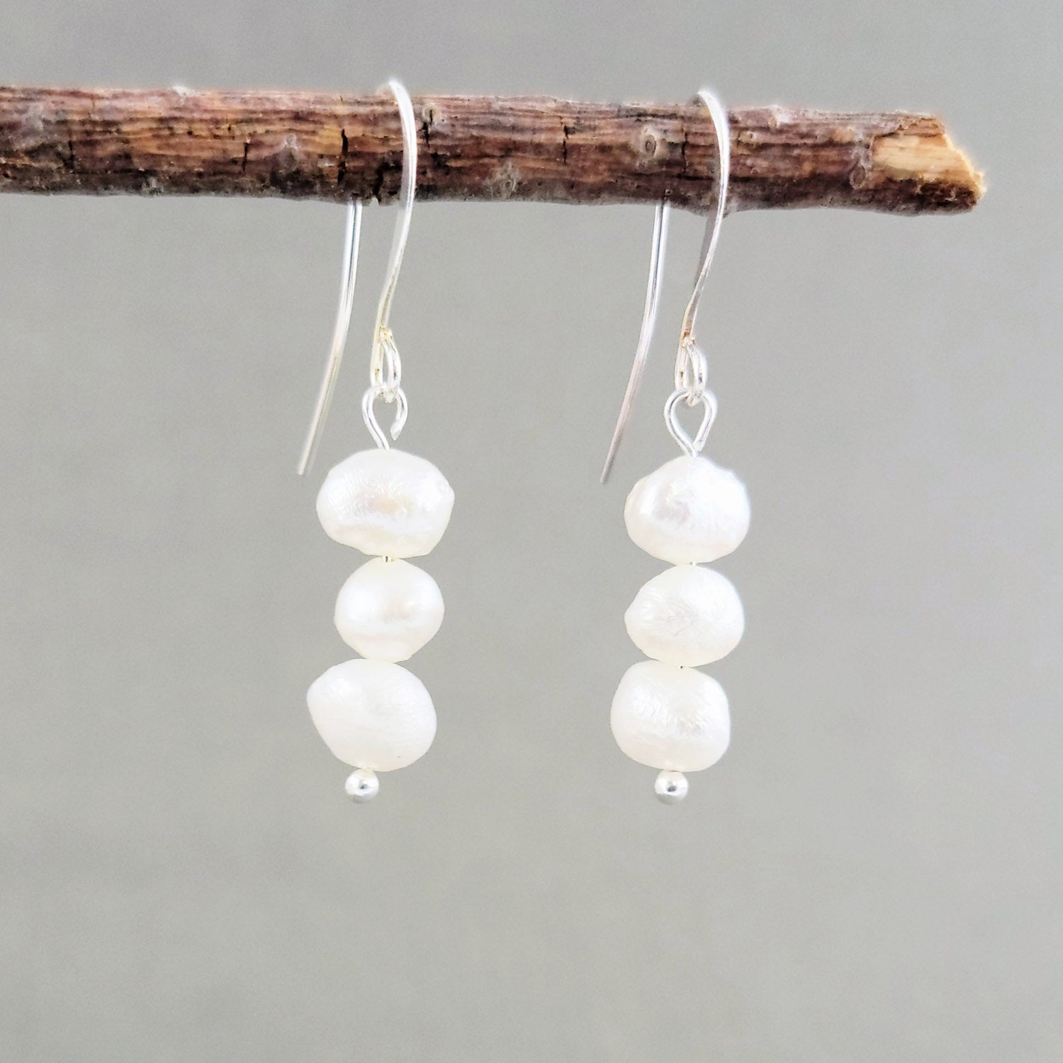 Triple Freshwater Pearl Drop Earrings