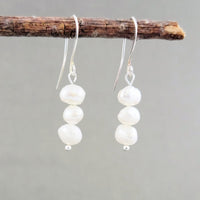 Triple Freshwater Pearl Drop Earrings