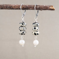 Wild Pearl Earrings in Dalmation Jade