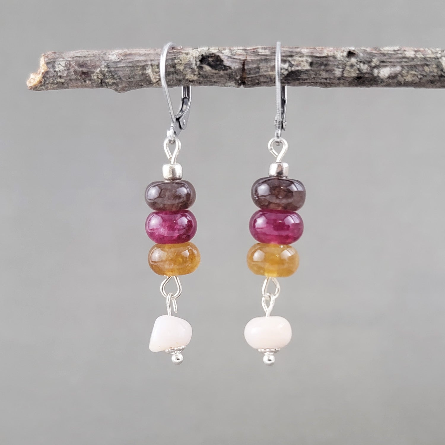 Wild Pearl Earrings in Watermelon Jade