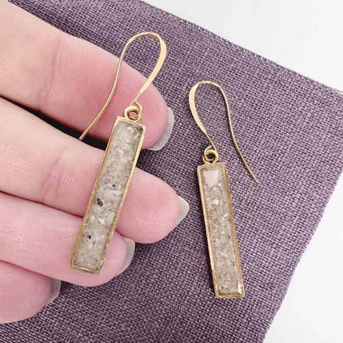 Beach Earrings Sand Gold Bar